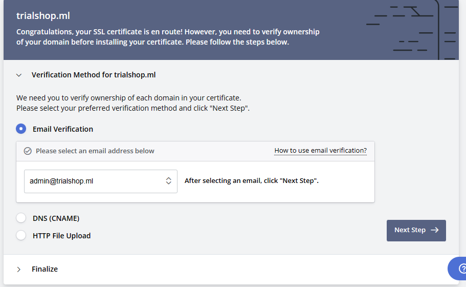 zerossl domain verification method