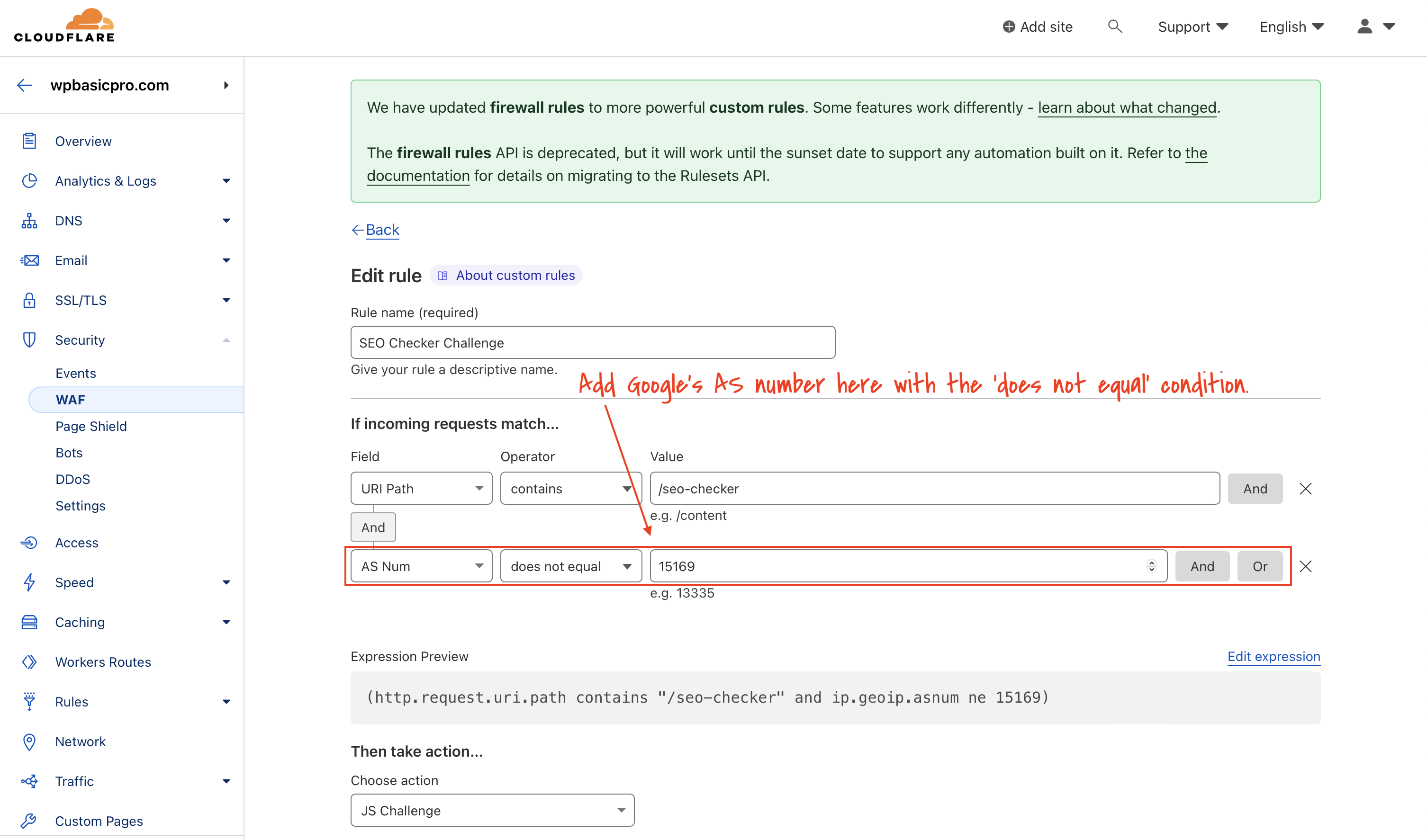 Custom WAF Rule