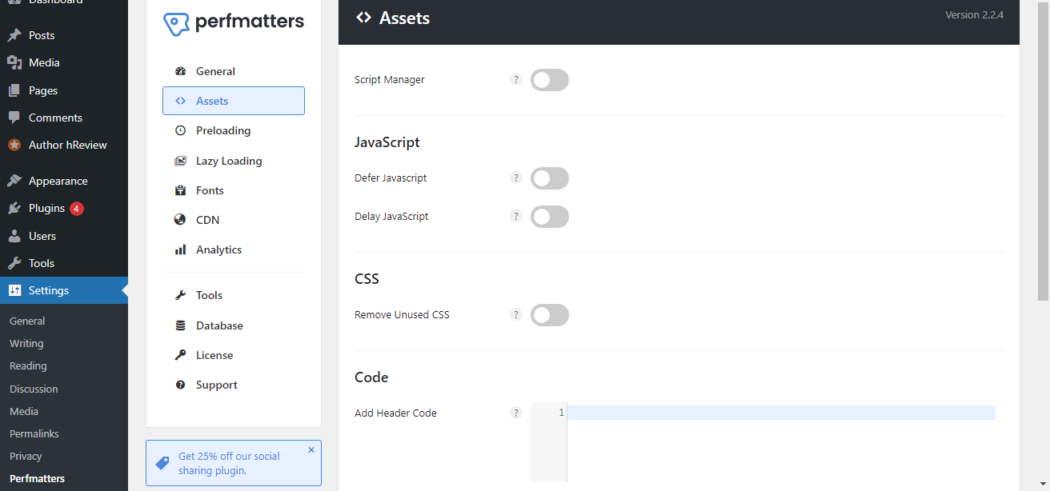 Perfmatters’ preloading features