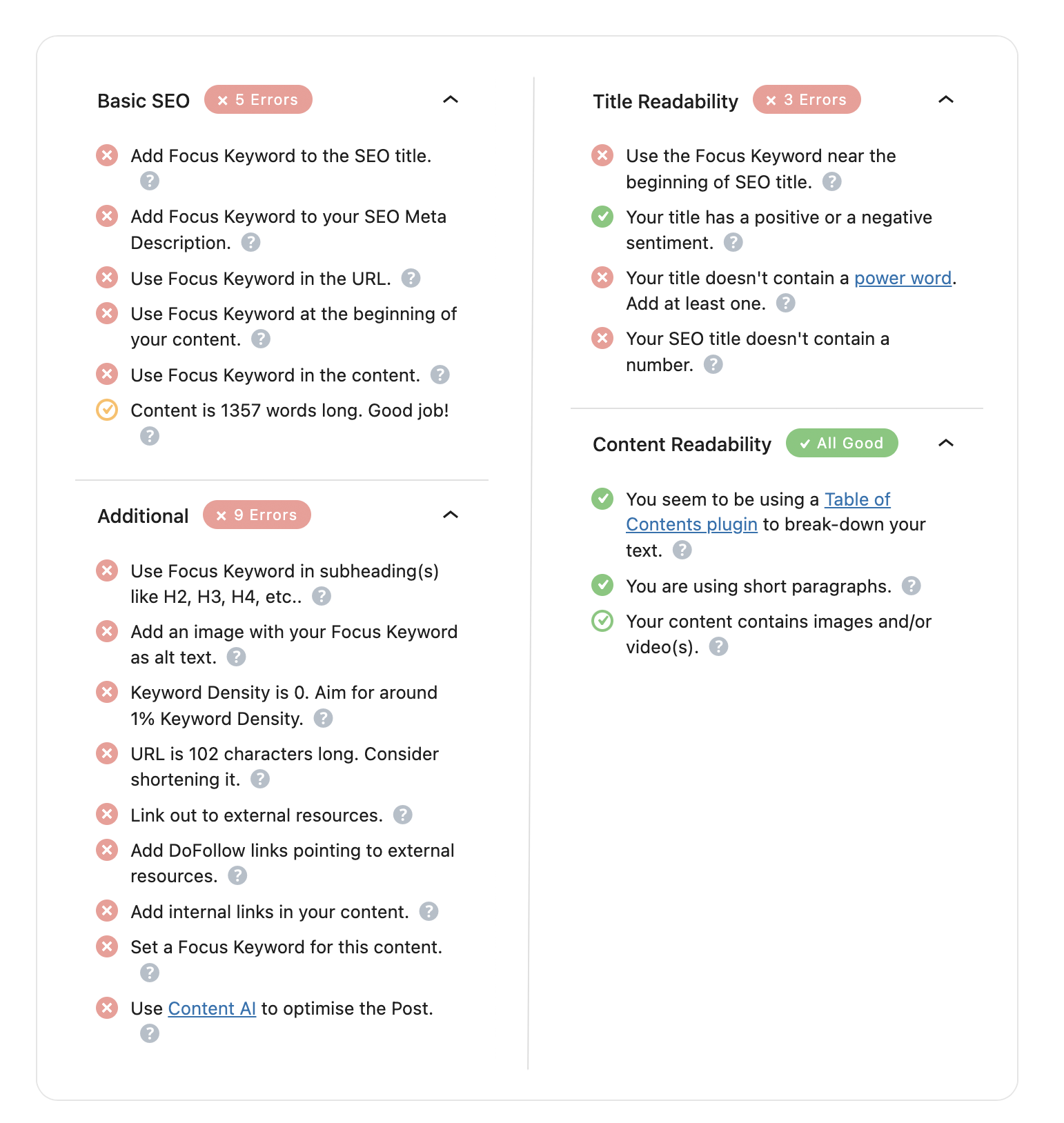 Rank Math On-Page SEO Suggestions